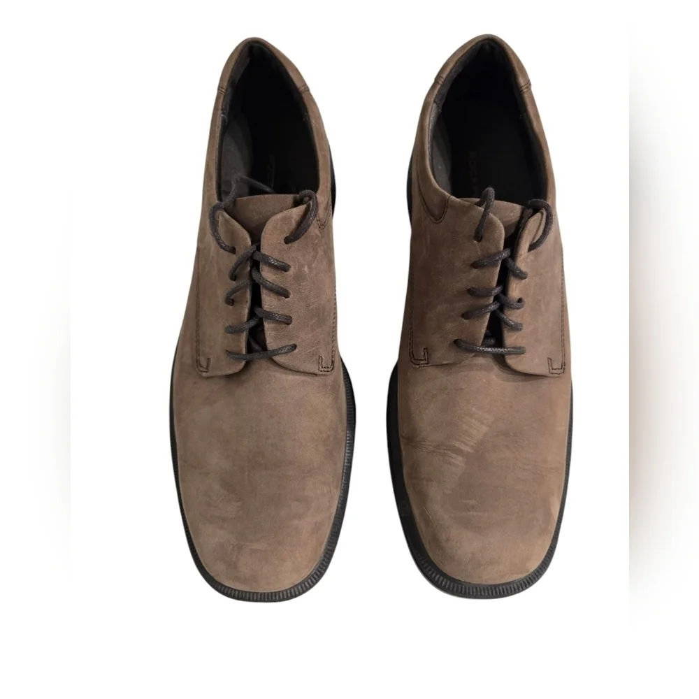 Rockport Tan Brown Leather Square Toe Chunky Dress Shoes 12 Narrow